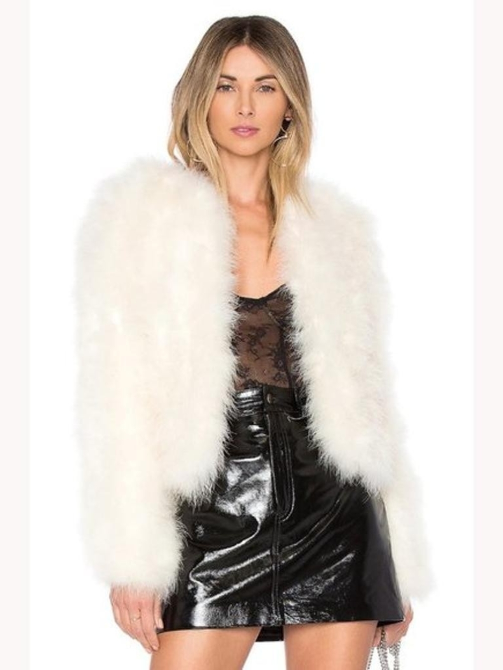 AQUA Luxe 100% Genuine Marabou Feather Jacket (Discontinued Color)